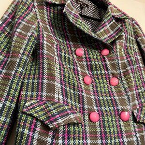 Paul Frank Plaid Jacket // Pink Button Statement Blazer // Y2K Preppy Punk // M